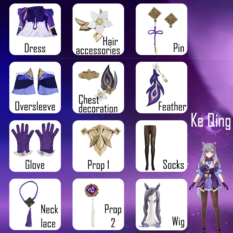 Genshin Impact Keqing Cosplay  - Anime Cosplay Jumpsuit recension och pris